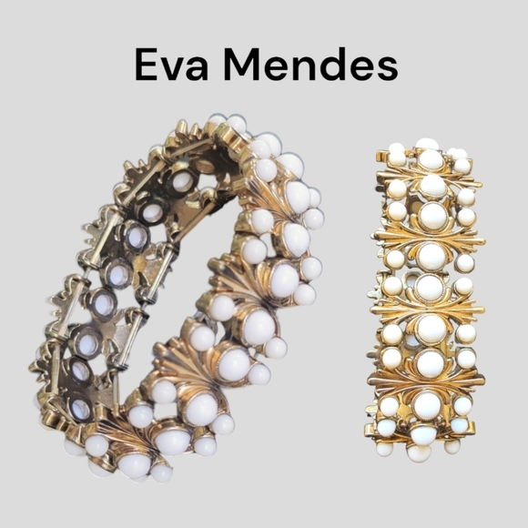 Eva Mendes | Gold tone and faux pearls bracelet - Picture 1 of 2